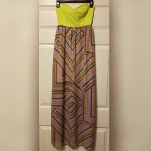Vibrant Green & Tribal Print Maxi Dress